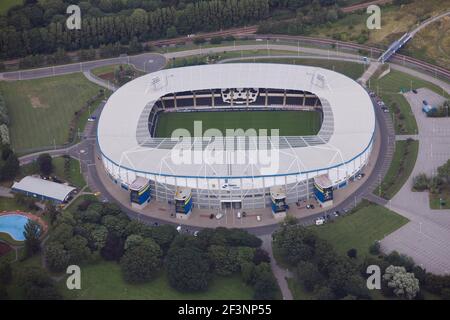 KC STADIUM, Rumpf. Luftaufnahme. Haus von Hull City Football Club (der Tiger) und Hull FC Rugby-League-Klub. Im Jahr 2009 fotografiert. Stockfoto