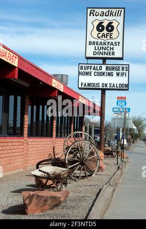 Roadkill Café entlang der Route 66, Seligman, Arizona, USA Stockfoto