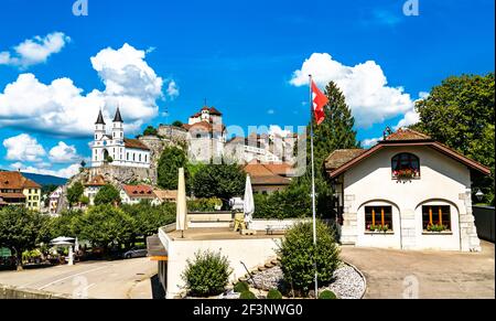 Aarburg Schloss und Kirche in der Schweiz Stockfoto