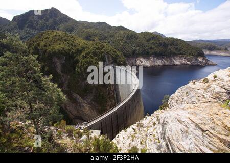 Gordon Dam am Gordon River in Tasmanien Stockfoto