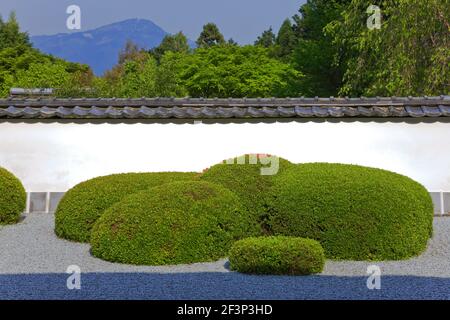 The brilliant landscape architect Shigemori Mirei (1896-1975) restored this Zen garden at Shoden-ji (a Buddhist temple established in 1282), emphasizn Stock Photo