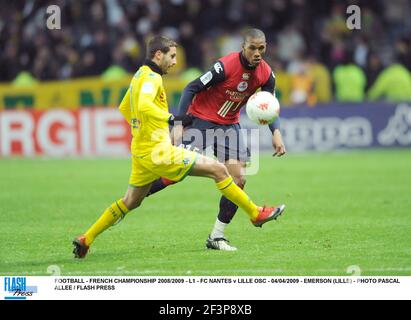 FUSSBALL - FRANZÖSISCHE MEISTERSCHAFT 2008/2009 - L1 - FC NANTES V LILLE OSC - 04/04/2009 - EMERSON (LILLE) - BILDER PASCAL ALLEE / FLASH DRÜCKEN Stockfoto