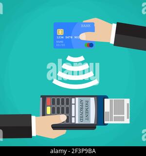 Die Kasse bestätigt die Zahlung per Debitkarte. Stock Vektor