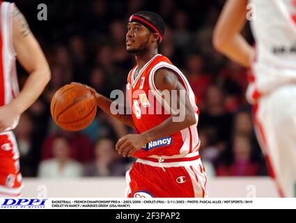 BASKETBALL - FRANZÖSISCHE MEISTERSCHAFT PRO A - 2005/2006 - CHOLET (FRA) - 5/11/2005 - FOTO : PASCAL ALLEE / HOT SPORTS / DPPI CHOLET VS NANCY / MARQUES GREEN (USA/NANCY) Stockfoto