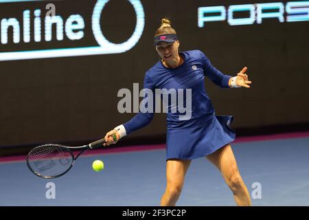 St. Peterburg, Russland. März 2021, 17th. Vera Zvonareva aus Russland spielt gegen Fiona Ferro aus Frankreich während des St.Petersburg Ladies Trophy 2021 Tennisturniers in der Sibur Arena.Endstand: (Vera Zvonareva 2-1 Fiona Ferro) (Foto von Maksim Konstantinov/SOPA Images/Sipa USA) Kredit: SIPA USA/Alamy Live News Stockfoto