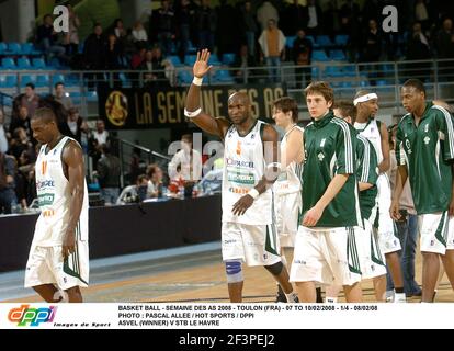 BASKETBALL - SEMAINE DES AS 2008 - TOULON (FRA) - 07 BIS 10/02/2008 - 1/4 - 08/02/08 FOTO : PASCAL ALLEE / HOT SPORTS / DPPI ASVEL (WINNER) V STB LE HAVRE Stockfoto