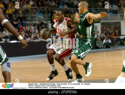 BASKETBALL - SEMAINE DES AS 2008 - TOULON (FRA) - 07 BIS 10/02/2008 - 1/2 - 09/02/08 FOTO : PASCAL ALLEE / HOT SPORTS / DPPI CHOLET (SIEGER) V ASVEL - (13) STEED TCHICAMBOUD (CHOLET) Stockfoto