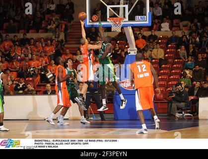 BASKETBALL - EUROLEAGUE 2008 / 2009 - LE MANS (FRA) - 03/12/2008 - FOTO : PASCAL ALLEE / HOT SPORTS / DPPILE MANS V MALAGA Stockfoto