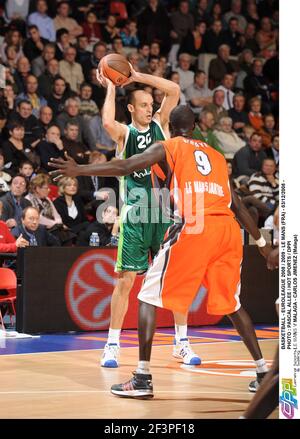 BASKETBALL - EUROLEAGUE 2008 / 2009 - LE MANS (FRA) - 03/12/2008 - FOTO : PASCAL ALLEE / HOT SPORTS / DPPILE MANS V MALAGA - CARLOS JIMENEZ (MALAGA) Stockfoto