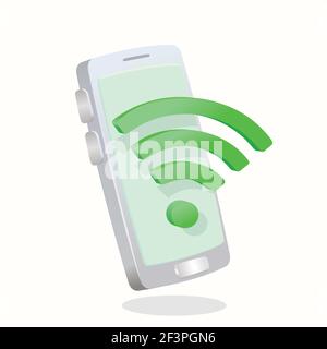 wifi-Symbol vor dem Smartphone 3D - dreidimensional für WiFi-Verbindung Konzept Vektordarstellung. Stock Vektor