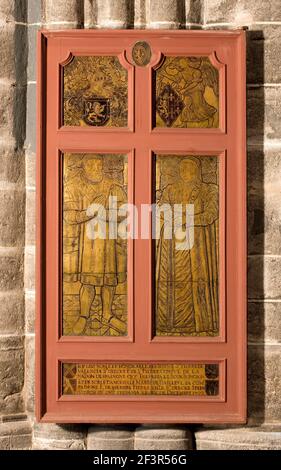 Die St. Jakobuskirche Br¸gge. Grabplatte des Gillis van Namain, 1350, Brügge / Br¸gge, St. Jakobus Stockfoto