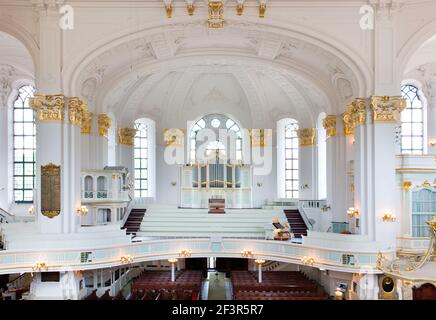 Konzertorgel gebaut 1914 von Marcussen und Sohn, in St. Michaelis Kirche, Hamburg, Deutschland Stockfoto