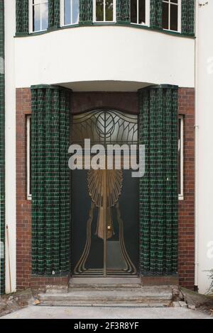 Eingang, Darmstadt, Mathildenhˆhe, Haus Behrens Stockfoto