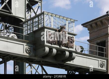 Hebeanlage, Kontrollh‰uschen, Waltrop-Oberwiese, Altes Schiffshebewerk Henrichenburg Stockfoto