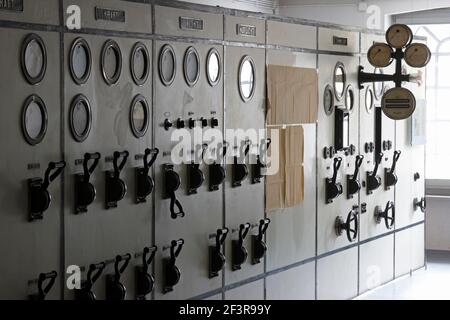 Schalttafel zum Stromabgleich, Engelskirchen, ehemalige Baumwollspinnerei Ermen & Engels, LVR-Industriemuseum Stockfoto