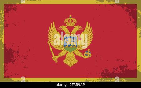 Montenegro Flagge mit winkender Grunge Textur. Vektorhintergrund. Stock Vektor