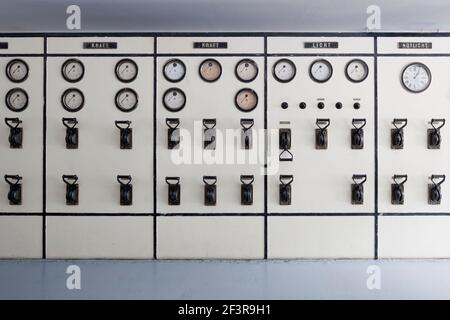 Schalttafel zum Stromabgleich, Engelskirchen, ehemalige Baumwollspinnerei Ermen & Engels, LVR-Industriemuseum Stockfoto