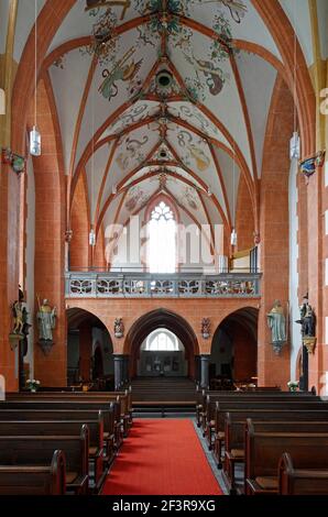 Inselkirche, Blick nach Westen auf die Nonnenpore, Niederwerth bei Vallendar Stockfoto