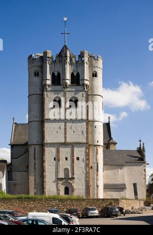 Blick von Westen, M¸nstermaifeld, Stiftskirche St. Martin und St. Severus Stockfoto