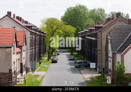 Ehemalige Zeche Consolidation 3/4/9, Arbeitersiedlung ˆstlich des Zechengel‰ndes, Gelsenkirchen-Schalke Stockfoto