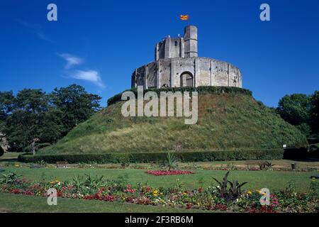 Südwand der Burg Gisors, eine Festung der Herzöge der Normandie in 11th und 12th Jahrhunderten, Eure, Frankreich Stockfoto