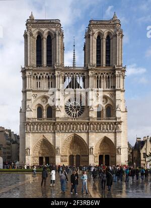 Westfassade, Paris, Kathedrale Notre-Dame Stockfoto