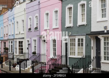 Außenfassade der 9 Bywater Street, Heimat der fiktiven Figur George Smiley in den Romanen von John Le Carre, London, Großbritannien. Stockfoto