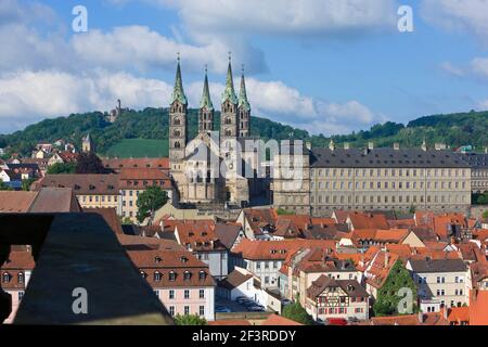 Dom Mit Residenz von Osten, Karmelitenkirche, Altenburg, Blick Vom Turm der Martinskirche, Bamberg Stockfoto