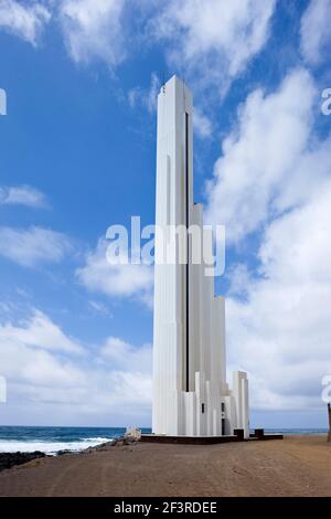 Punta del Hidalgo, Leuchtturm, Teneriffa, Teneriffa, Teneriffa, Punta del Hidalgo Stockfoto