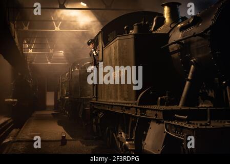 GWR-Tankmotor 4144 im Motorenschuppen im Didcot Railway Centre, Oxfordshire, England, Großbritannien Stockfoto