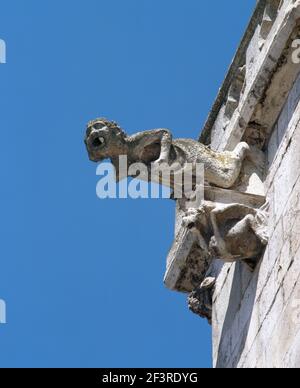 Menschenfigur. Wasserspeier am Westwerk des Regensburger Doms., Regensburg, Dom St. Peter Stockfoto