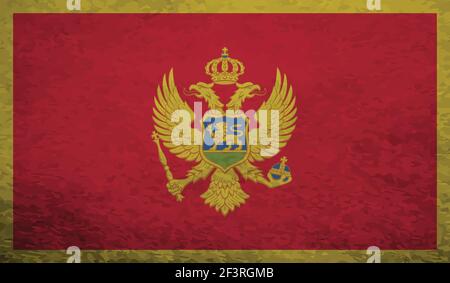 Montenegro Flagge mit winkender Grunge Textur. Vektorhintergrund. Stock Vektor