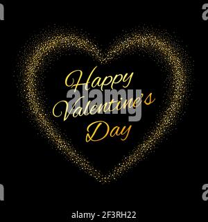Goldener Glitzer und eine Herzform. Stock Vektor