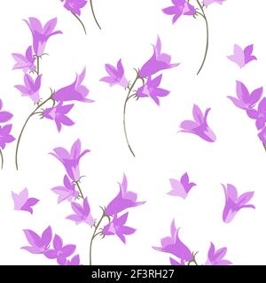 Nahtlose Hintergrund Wildblumen Glocken. Vektorgrafik Stock Vektor