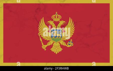 Montenegro Flagge mit winkender Grunge Textur. Vektorhintergrund. Stock Vektor