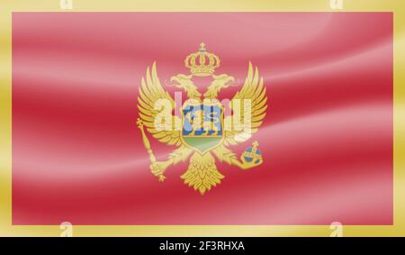 Montenegro Flagge mit winkender Grunge Textur. Vektorhintergrund. Stock Vektor