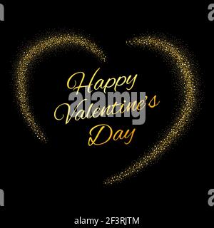 Goldener Glitzer und eine Herzform. Stock Vektor