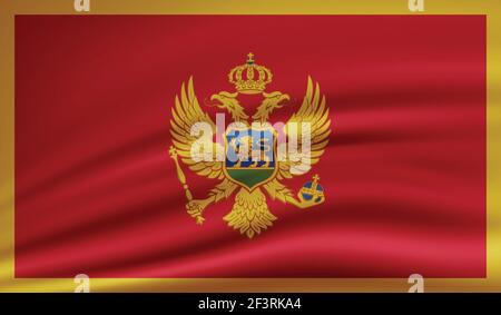 Montenegro Flagge mit winkender Grunge Textur. Vektorhintergrund. Stock Vektor