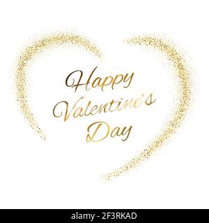 Goldener Glitzer und eine Herzform. Stock Vektor