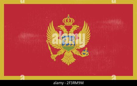 Montenegro Flagge mit winkender Grunge Textur. Vektorhintergrund. Stock Vektor