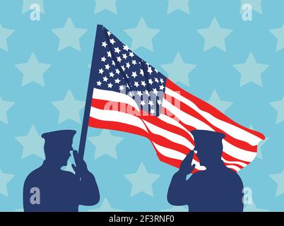 Offiziere und Flagge Stock Vektor