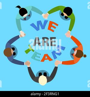 Freundliches Team umkreist die Hände Stock Vektor