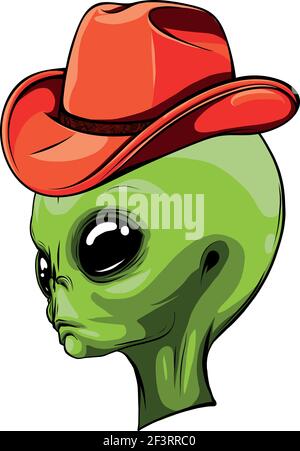 Kopf von Alien grau mit Hut Vektor Illustration Design Stock Vektor