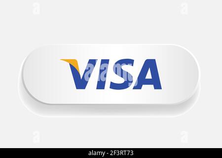 Visa-Logo auf weißer Schaltfläche. Stock Vektor