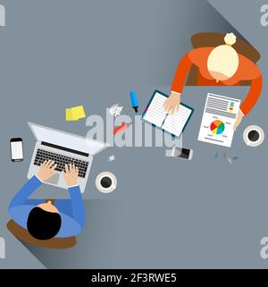 Personal am Tisch Stock Vektor