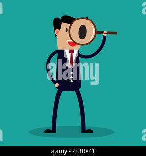 Blick durch ein Vergrößerungsglas Geschäftsmann Stock Vektor