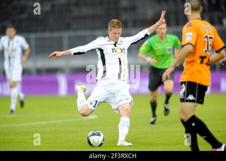 FUSSBALL - FRANZÖSISCHE MEISTERSCHAFT 2011/2012 - SCO ANGERS GEGEN STADE DE REIMS - 26/08/2011 - FOTO PASCAL ALLEE / DPPI - GAETAN CHARBONNIER (SCO) Stockfoto