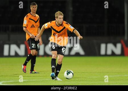 FUSSBALL - FRANZÖSISCHE MEISTERSCHAFT 2011/2012 - L2 - SCO ANGERS V STADE DE REIMS - 26/08/2011 - FOTO PASCAL ALLEE / DPPI - ALEXI PEUGET (REIMS) Stockfoto