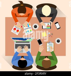 Personal am Tisch Stock Vektor