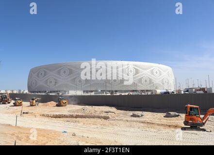 Ein Blick auf das Al Thumama Stadium im Bau. Es ist einer der Austragungsorte für FIFA 2022. Stockfoto